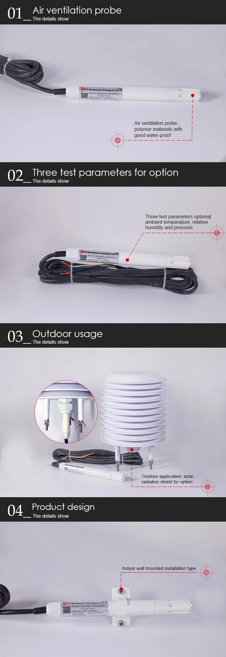 Rk330-02 Wall-mounted Ambient Temperature & Humidity Sensor