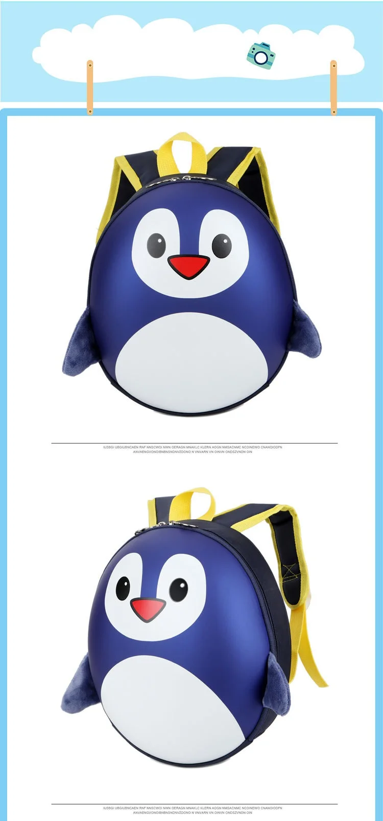 3D cartoon penguin backpack kids cartoon backpack nylon+EVA backpack bag for children