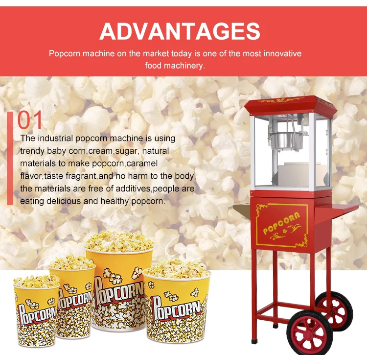 Gas Popcorn Kettle Corn Cart Commercial Stainless Steel Electric