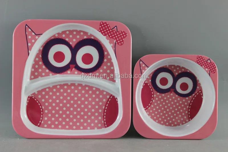 2PCS Square100% melamine kid's dinner set , Baby dinnerware