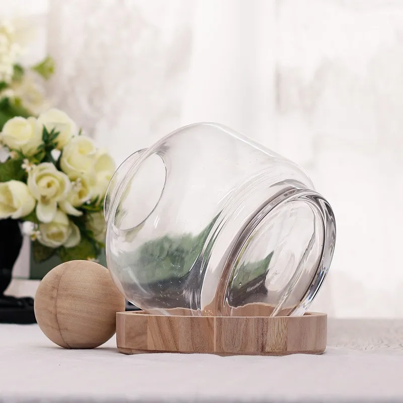China Home Decor Modern Style Glass Craft Wholesale Handmade Clear Glass Planter