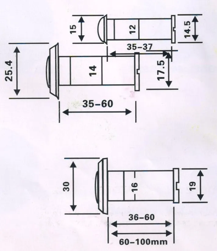 Dv011 Square Door Viewer,Plastic Lens Wide Angle Peephole Door Viewer