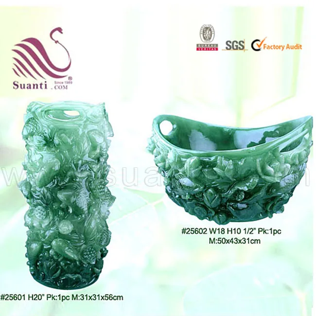 Beautiful Chinese Vase Jade Flowers Sculpture Vase And Fruit Bowl Buy