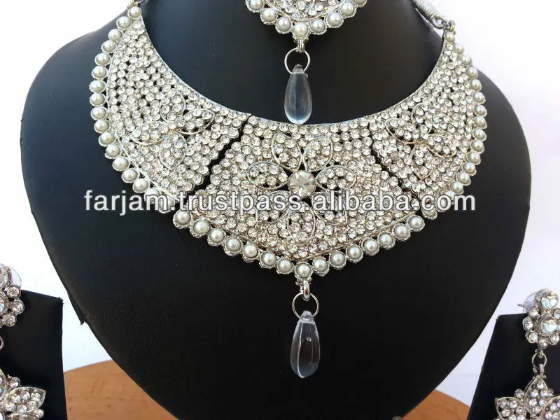 Indian Silver Wedding Necklace Set Jewellery Buy Silver Necklace