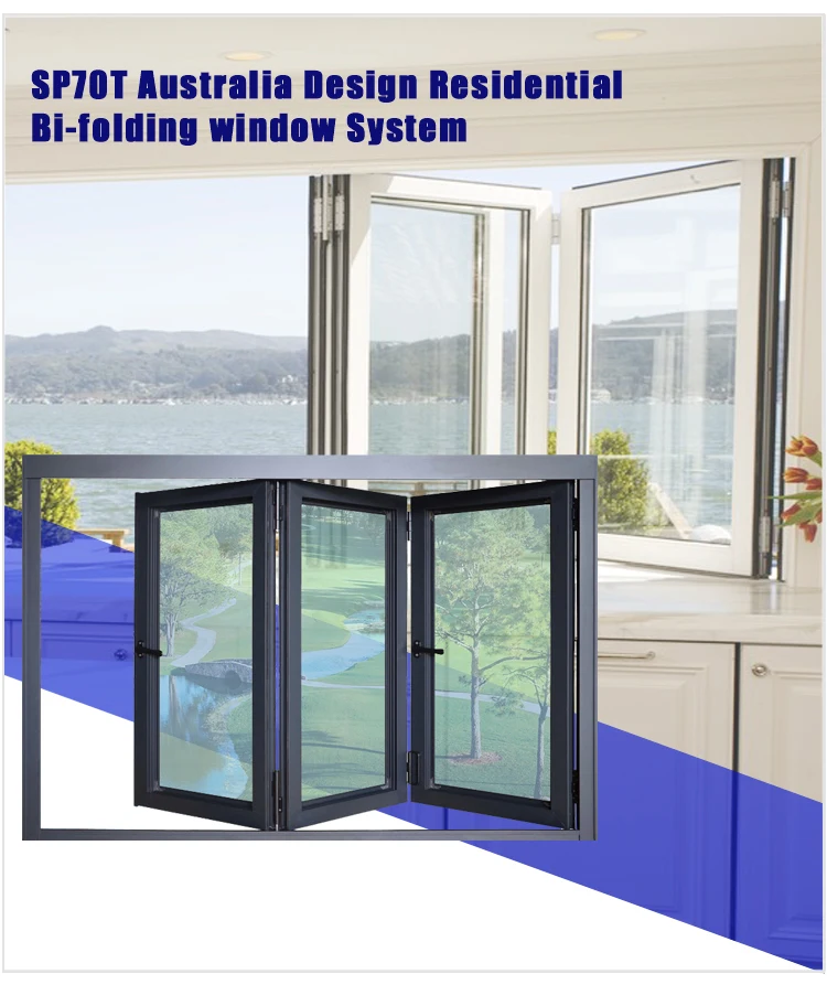 color black Cheap House Windows For Sale aluminum bi-fold window