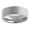 Titanium Men's Roman Numeral Engraved Band Ring Romantic Marriage Proposal Ring