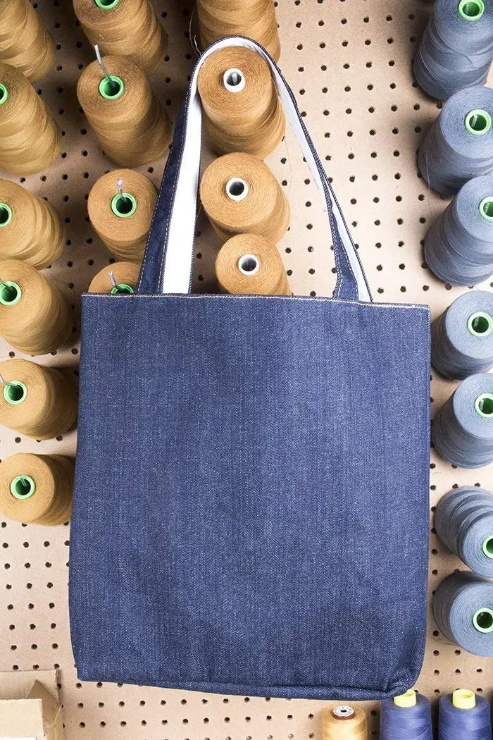 small denim tote bag