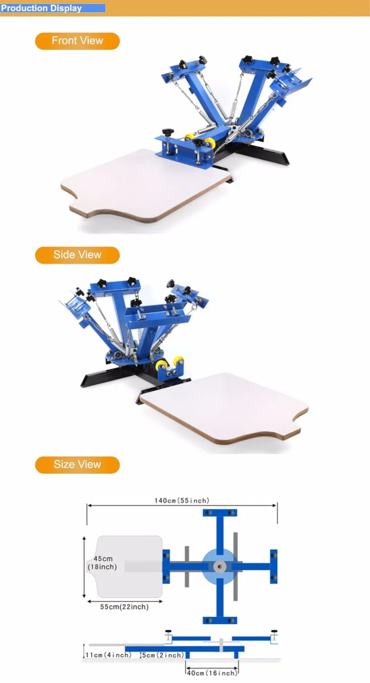 4 Color  1 Station slik  Screen Printing Machine  for T-shirt DIY Press Silk Screen Removable Pallet