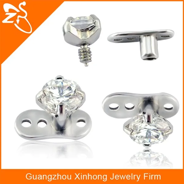 Vsnnsns 14G Titanium Dermal Jewelry Tops - Internally Threaded Piercing Jewelry For Women & Men - Silver, Black, Rainbow, Rose Gold CZ - 2mm, 3mm, 4mm