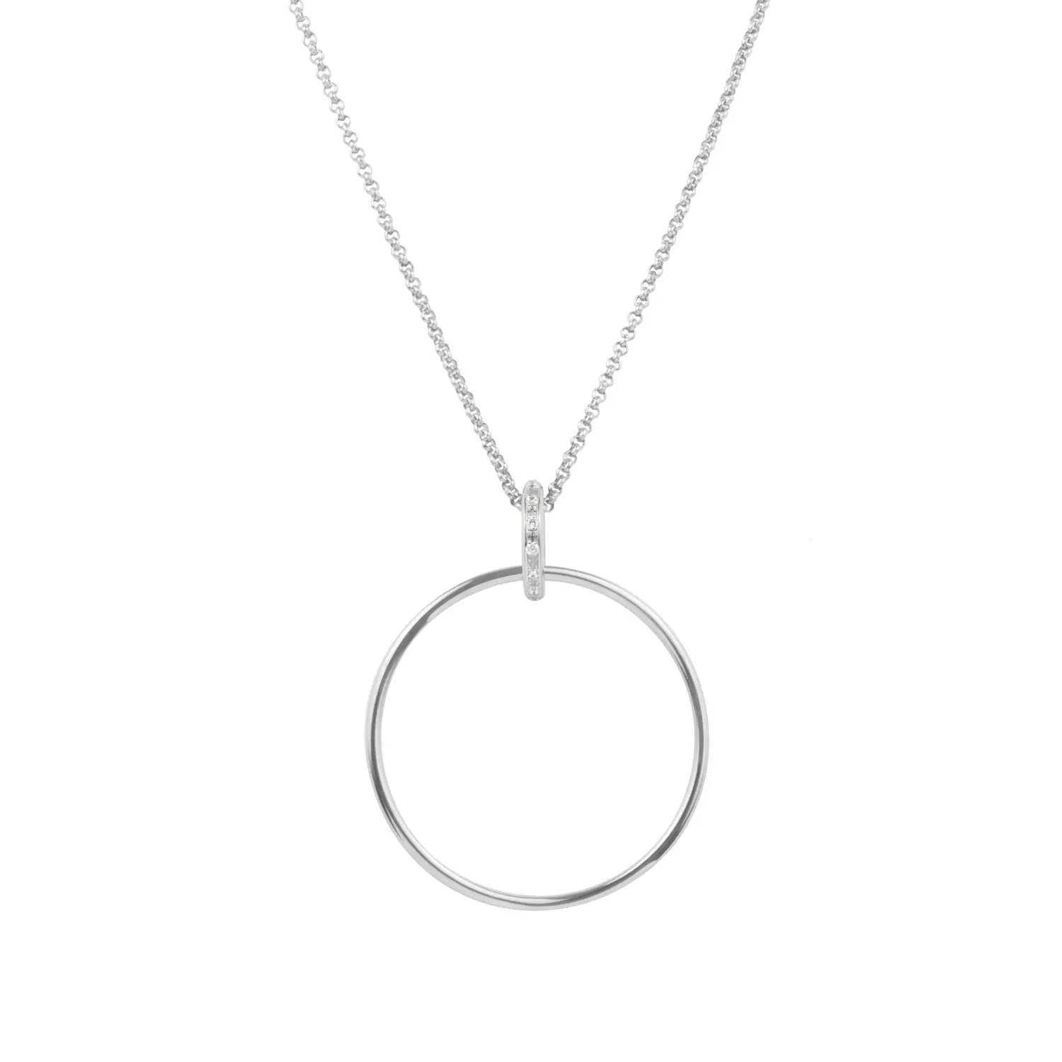 Women stainless steel circle long necklace hypoallergenic simple pendant jewelry