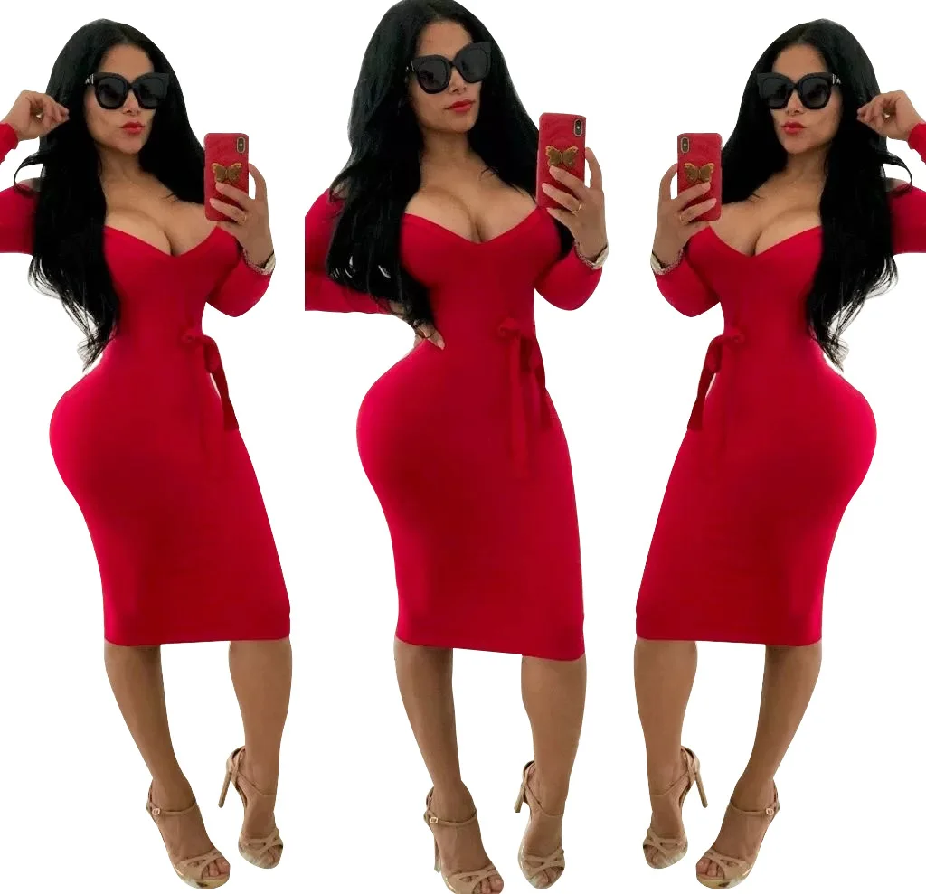 womens red bodycon dress