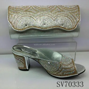 Sv70333 1 Silver White Sequins Italy Shoes And Bag Set Sv70333 1 Silver White Sequins Italy Shoes And Bag Set