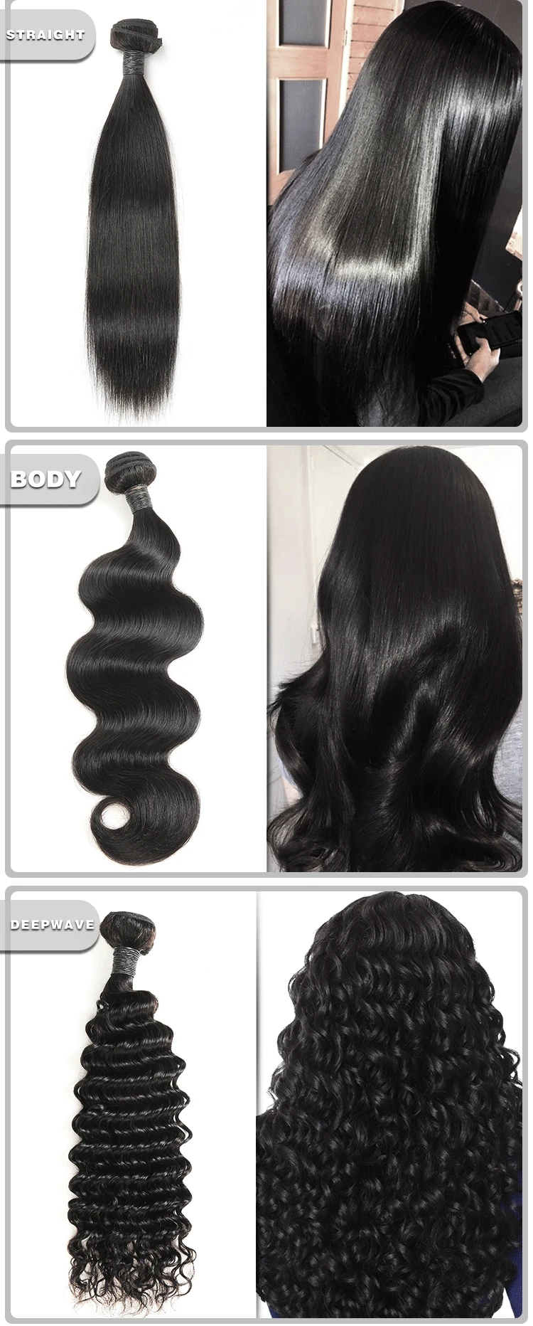 Brazilian Ombre Color Hair Sew In Human Hair Weave 1b Grey Ombre
