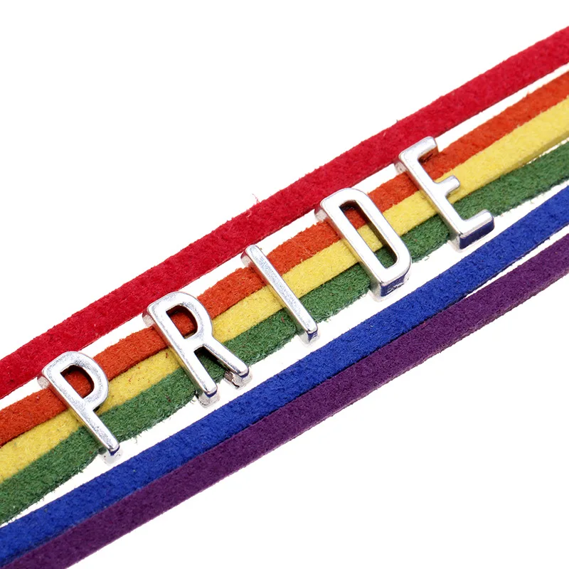 Pride LGBT Rainbow Unisex Leather Bracelet Gay Pride Jewellery Lesbian Bisexual 