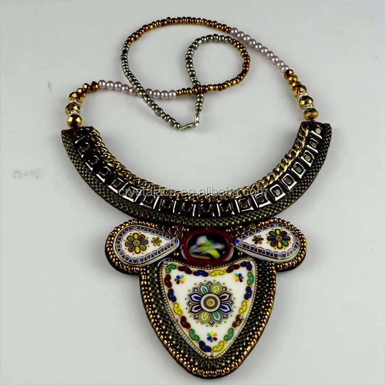 Fashionable colourful pendant/necklace trimming tibetan style, bohemian patteren collar