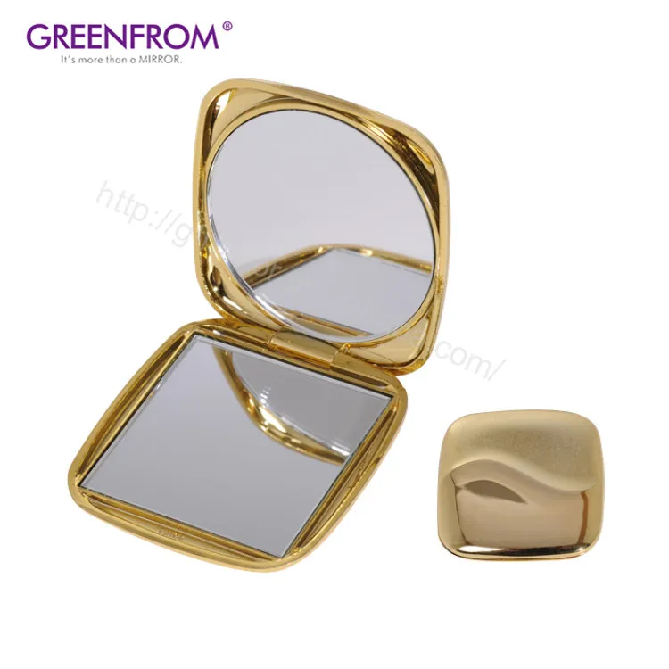 Golden Pocket Mirror In Bulk Cosmetic Gold Plated Compact Mirror For