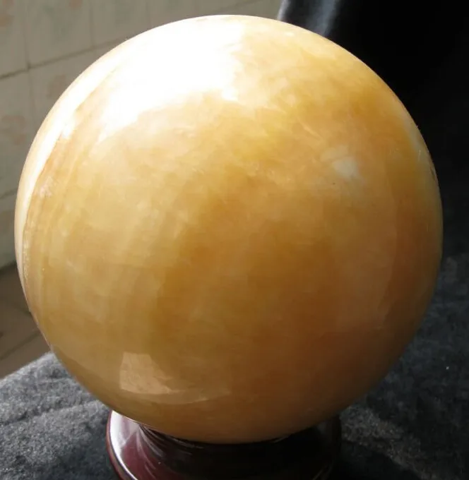 Large Natural Yellow Jade Crystal Spheres,Natural Yellow Jade Stone