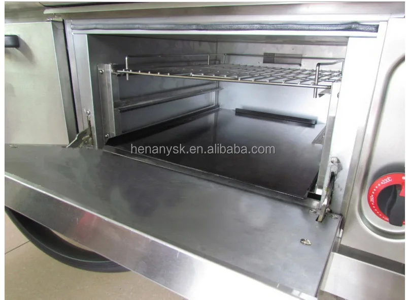 GH-987B Commercial 4 Burners Gas Cooking Range Cooker Kitchen Equipment With Gas Electric Oven