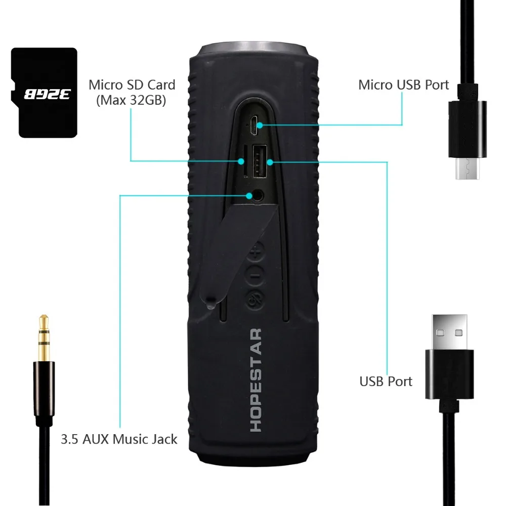 Sport Waterproof Stereo A2DP Wireless Bluetooth Speaker with Flashlight feature