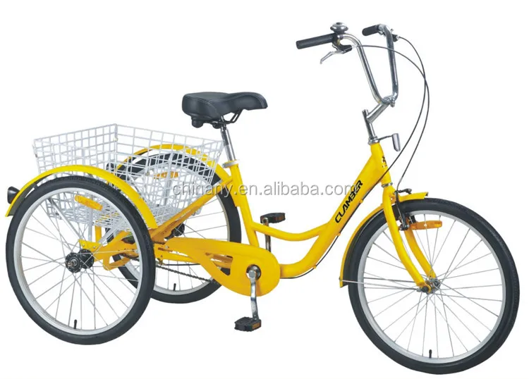 yellow adult tricycle