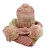 2019 new style warm winter lady ice yarn moss stitch knitted beanie hats with pom pom & and knitted scarf set