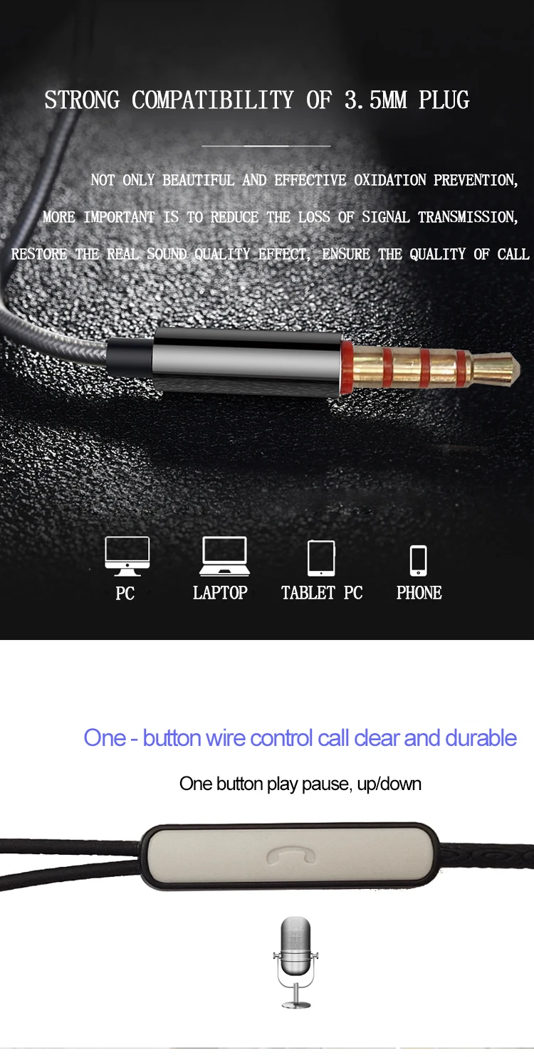 Sports headphones, running headphones, eating chicken waterproof wired earphones universal earphone for iphone7