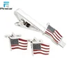 2018 Hot Selling Engraved American Flag Matching Cufflinks Tie Bar Clips