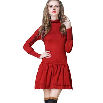 Pink Cute Sweater Knit High Neck Dresses For Juniors - Buy Cute Sweater Dresses For Juniors,Pink 
