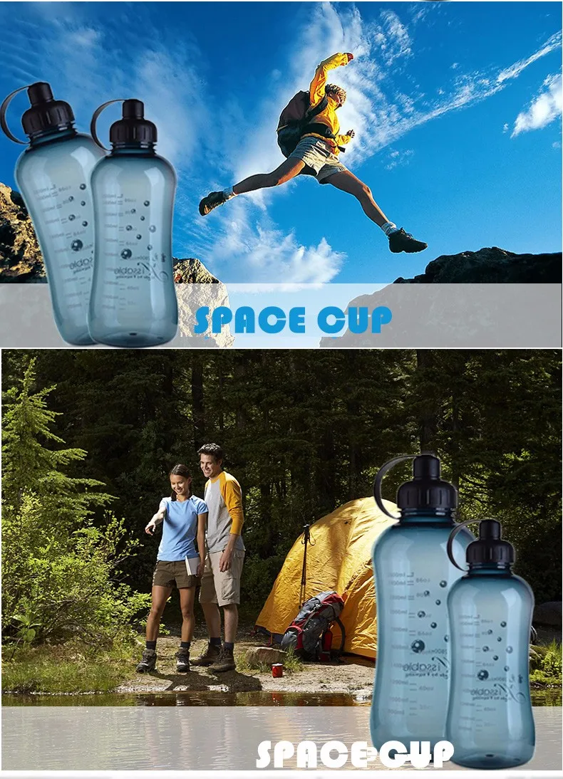 Large Capacity Leak Proof Black Plastic Drinking Water bottle