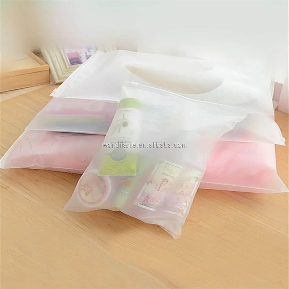Slide Zipper Matte Clothes Storage Bag Portable Travel Frosted Zip Lock Bags  New