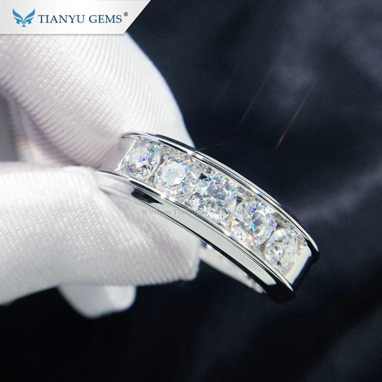 Tianyu Gem Real Fine 14k/18k White Gold Jewelry 5 Stone Moissanite ...