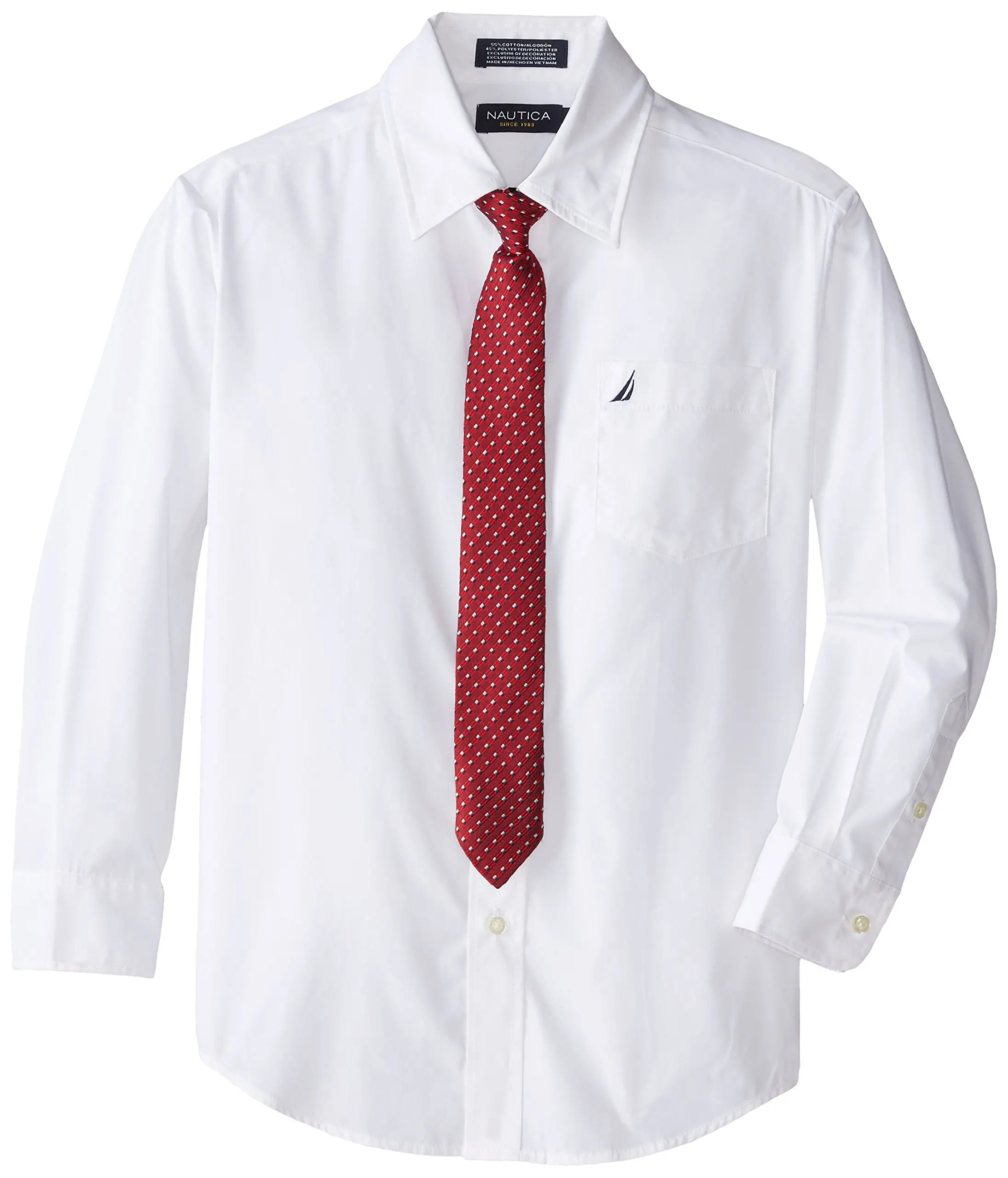 Красный галстук на белой рубашке