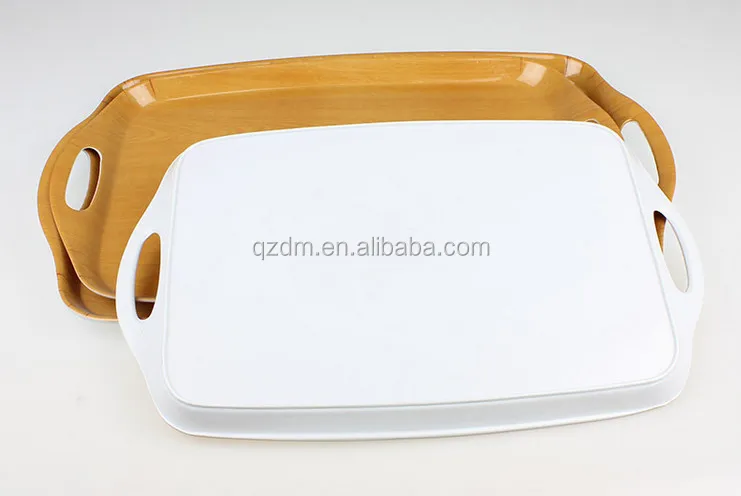 Wood grain Print Plastic tray sets with two handle