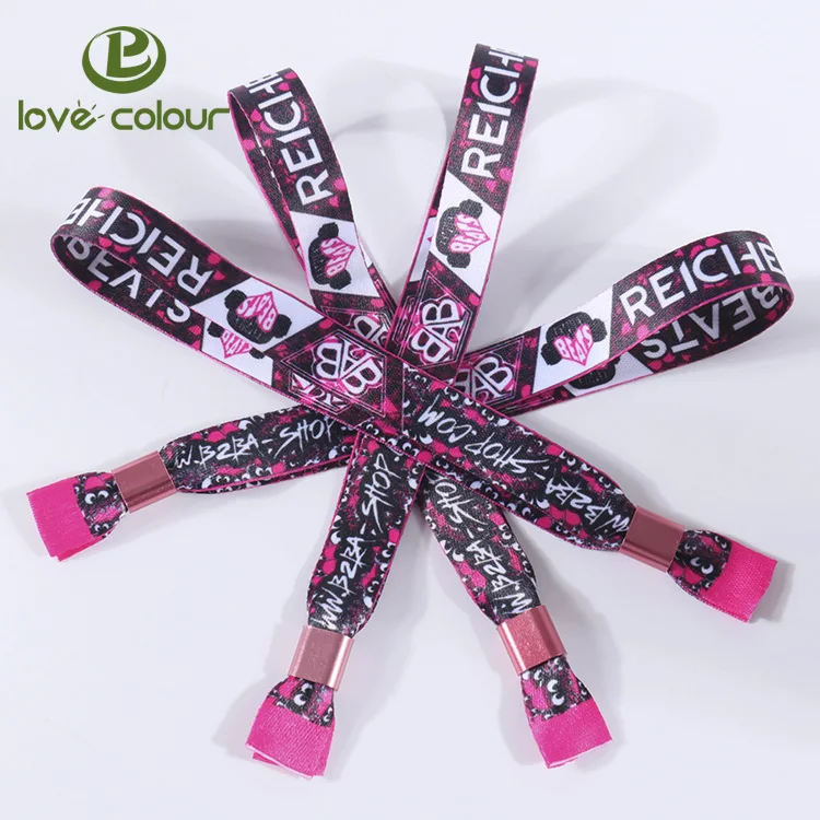 Eco Friendly Personalized Custom Printing Ribbon Wristband For Concert