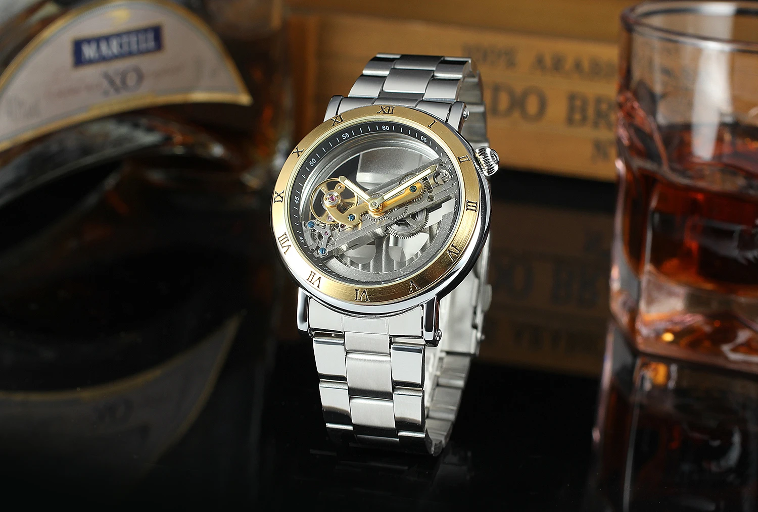see through case back watch
