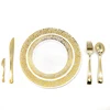 Factory Wholesale Western 25 Sets Disposable Plastic Plates Rose Gold Christmas Party Tableware Wedding Tableware Gold Plates