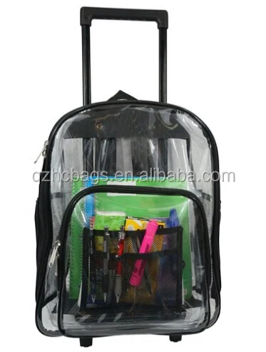 clear backpack with wheels