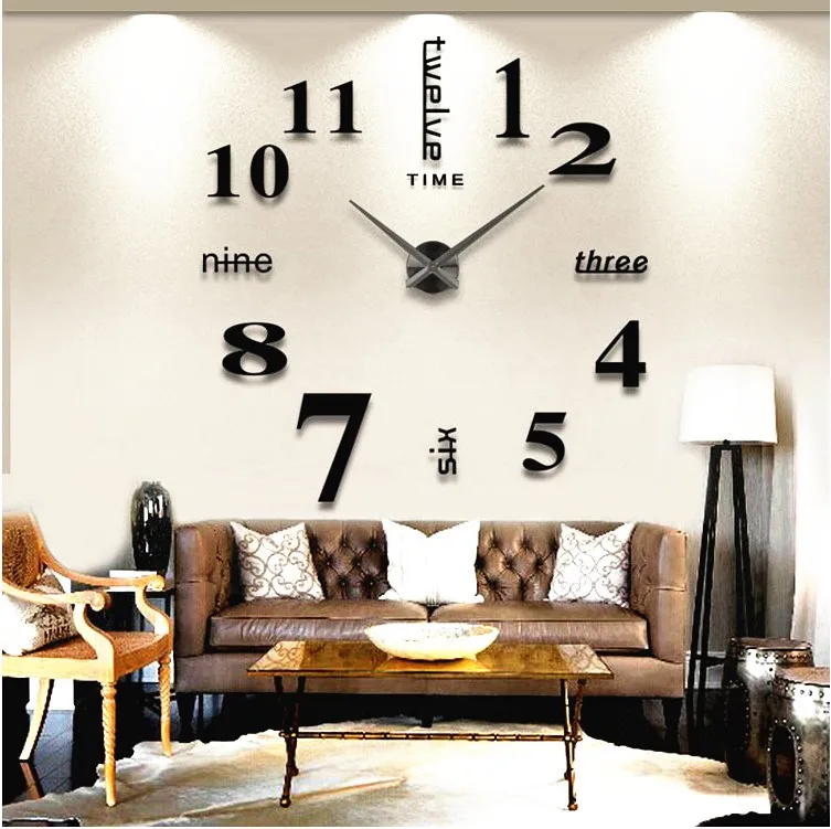 DIY Modern Stylish 3D Wall Clock Decoration Solution for Empty Wall Bedroom Office Hotel Silent Mute Clock for Livingroom Gold 