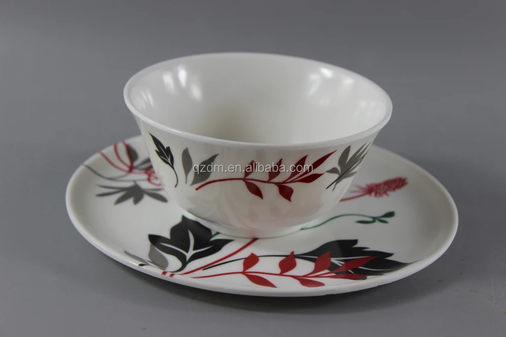 Flower Print Melamine Dinner Plate And Dinner Bowl For India Market