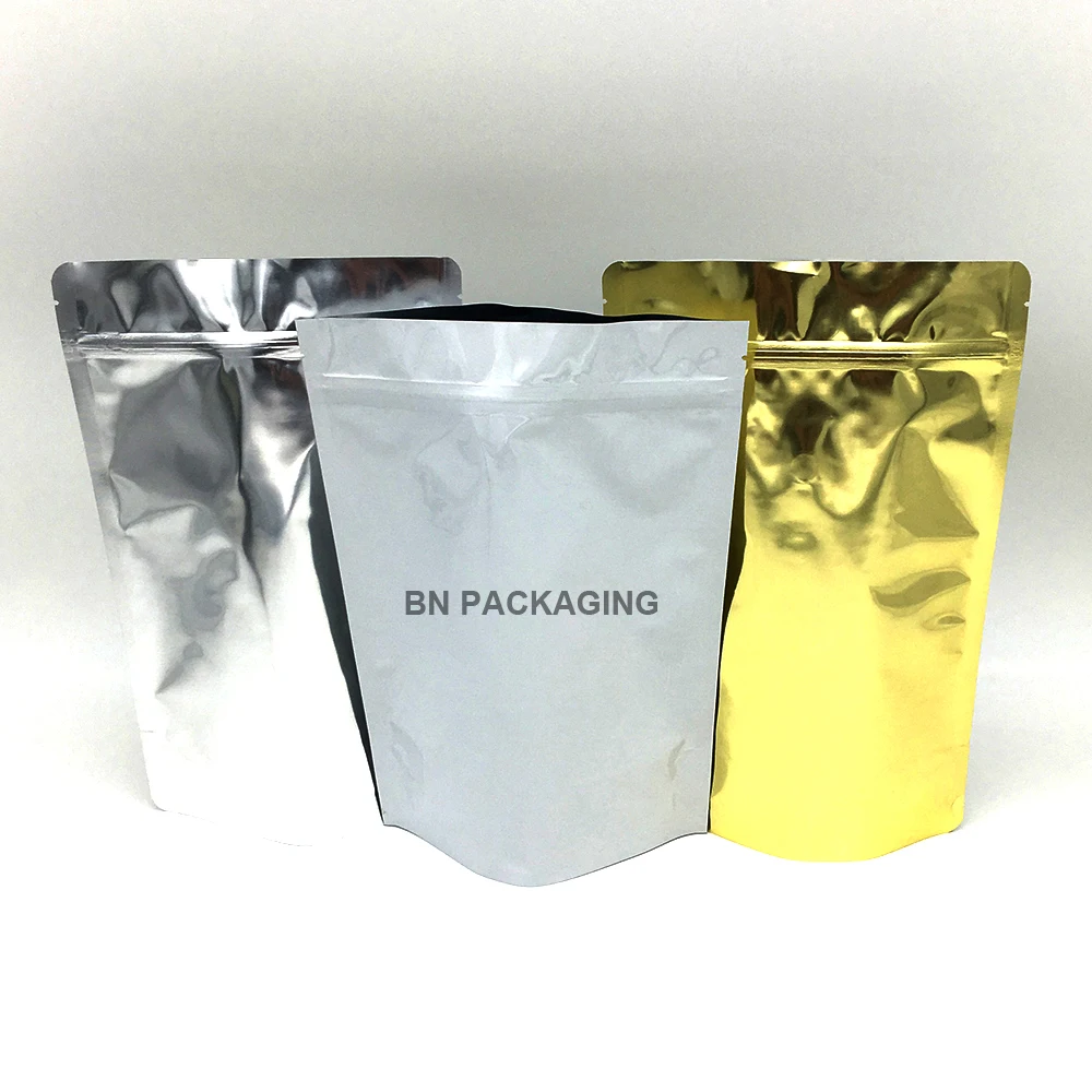 Various Size Of Ziplock Mylar Foil Bag Packaging For Grains Nuts Spice