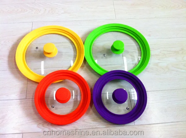 silicone tempered galss pot cover lid with different size