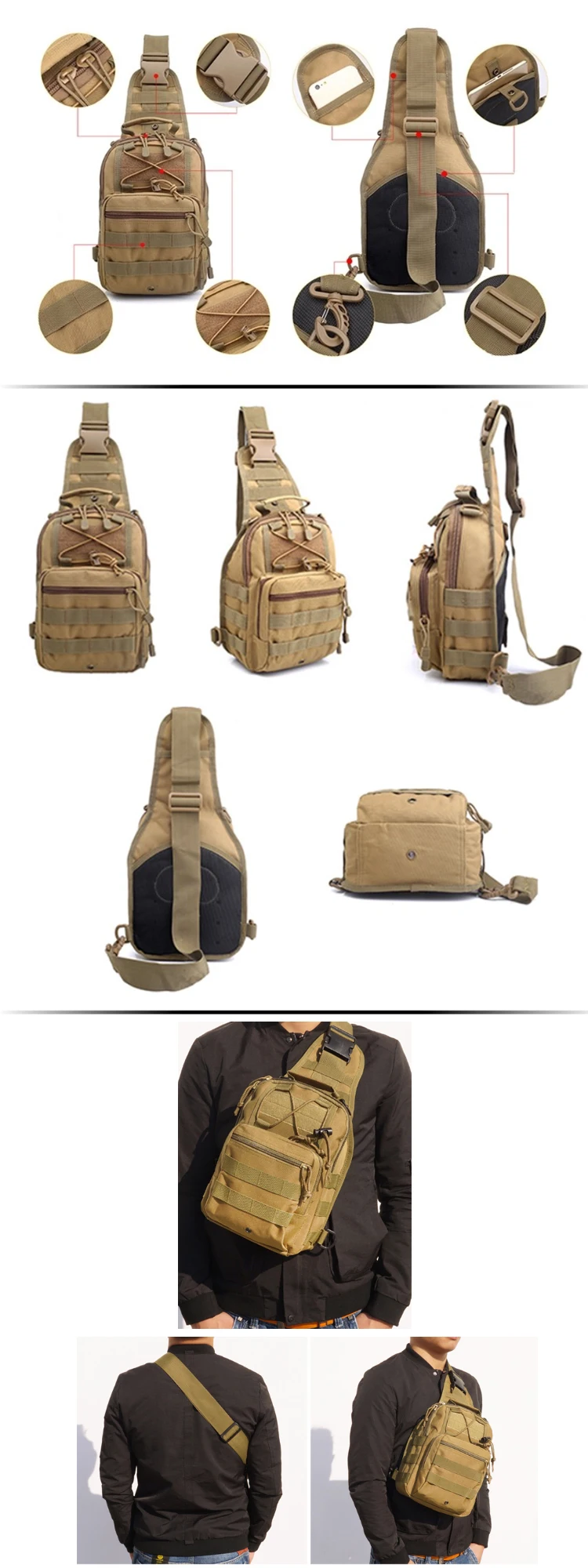 Osgoodway2 Small Tactical Sling Bag Pack Military Rover Shoulder Sling Backpack Molle Assault Range Bag