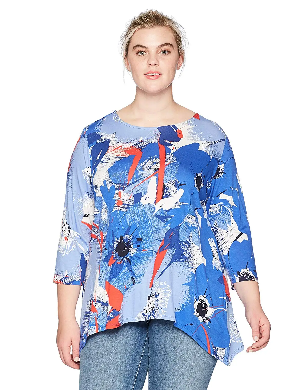 Buy Ruby Rd.. Womens Plus Size Printed 3/4 Sleeve Knit Top with ...