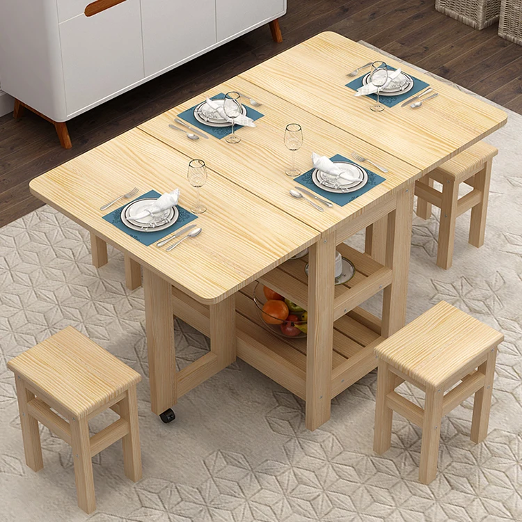 Creative Modern Wood Dining Table and Chairs Set Folding Table Chairs