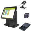 New all in one touch pad dual screen pos pc built-in 58mm printer
