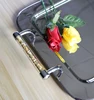 Custom dinner plate stainless steel rectangle home kitchen serving tray- food packing tray with diamond handle