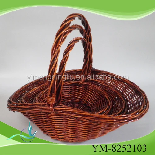Wholesale Wicker Willow Decorate Empty Fruit Basket With White Lining