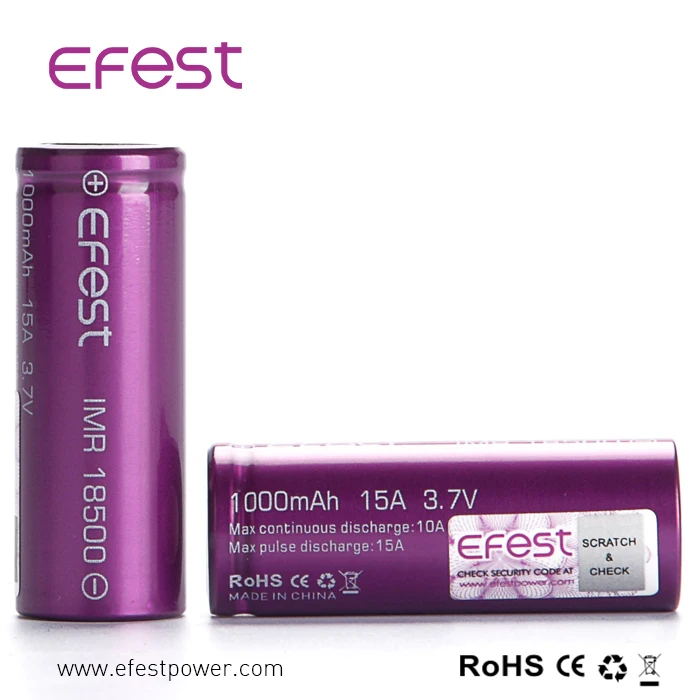 Efest 18500 1000mah Flat Top 37v Imr Lithium Ion Li Ion Battery 18500 Vs Ur18500l Buy 18500 8852