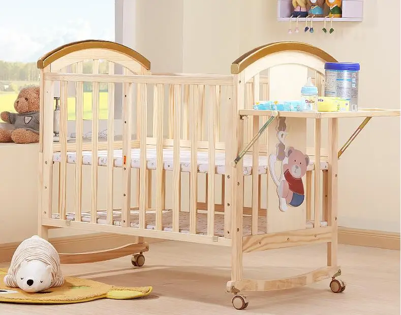 Durable Pine Wood Infant Baby Cradle Cot Extenders /multifunction Baby