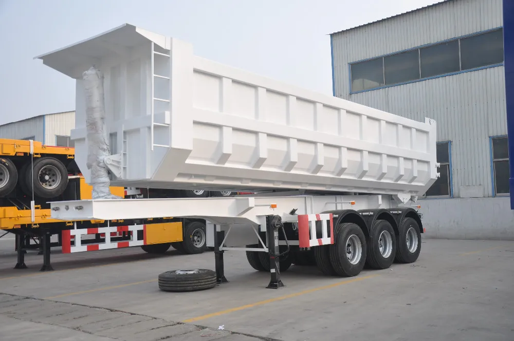 2 axle rear dumper semi trailer for 20ft container transport rear dumper flatbed semi trailer
